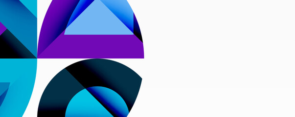 Fototapete - Abstract geometric shapes, vibrant blues, purples dominate design. Minimalist composition, clean lines suggest modern aesthetic.