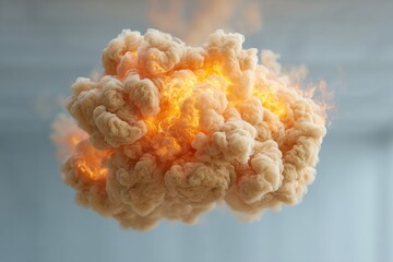 Poster - Intense Office Fire Emergency with Flames and Smoke Bursting Through Ceiling Tiles Professional Crisis Response for Modern Workplace Safety Training