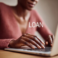 Poster - Modern Digital Loan Application Process with Professional Millennial Using Laptop for Online Borrowing Solutions, Premium Financial Marketing Content