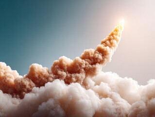 Poster - Explosive Market Capitalization Growth Chart Soaring Through Clouds with Dynamic Motion Effects Representing Breakthrough Stock Trading Success