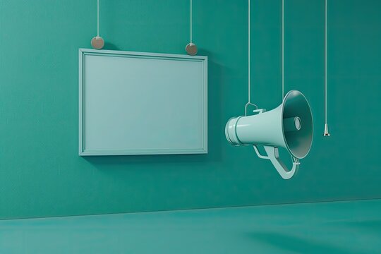 Big Offer Hanging Signboard with Megaphone 3D Render Concept for Huge Shopping Announcement