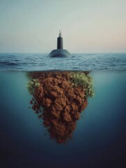 Poster - Premium Military Submarine at Dawn Surfacing in Ocean Modern Defense Industry Visual for Professional Naval Power Marketing Campaigns