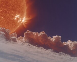 Poster - High-Quality Solar Storm Eruption from Sun with Aurora Effects Modern Space Science Content for Education and Professional Marketing Campaigns