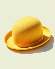 Poster - High-Quality Classic Bowler Hat in Yellow Felt Professional Vintage Style for Modern Corporate Branding and Advertising Campaigns with Timeless Appeal