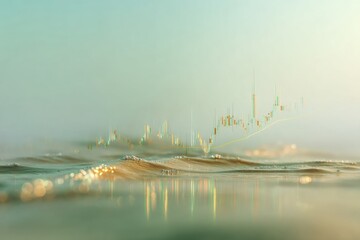 Poster - Modern Professional Financial Candlestick Chart with Upward Trendline Premium Investment Data Visualization for Tech Marketing and Social Media