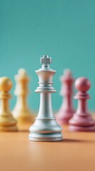 Poster - Strategic Quantum Chessboard with King Piece and Surreal Data Overlays Symbolizing Advanced Business Insights and Innovative Analytics Growth