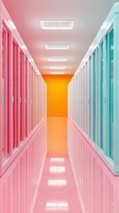 Poster - Ultra-modern Data Center Corridor with Colorful Server Racks and Bright Lighting Symbolizing Advanced AI Infrastructure and Digital Innovation