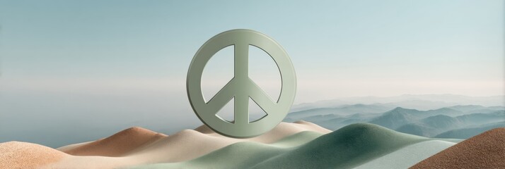 Poster - Premium Modern Peace Symbol Sticker Design in Soft Muted Palette for Activism and Social Justice Campaigns Authentic Calm Content for Millennial Marketing