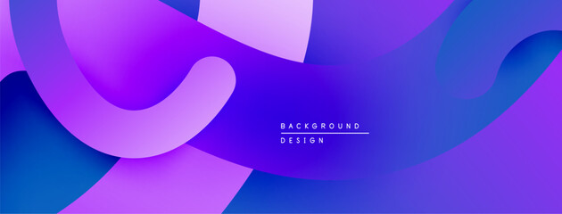 Poster - Abstract fluid shapes, vibrant purple hues dominate design. Smooth gradients create dynamic visual flow. Modern background texture.