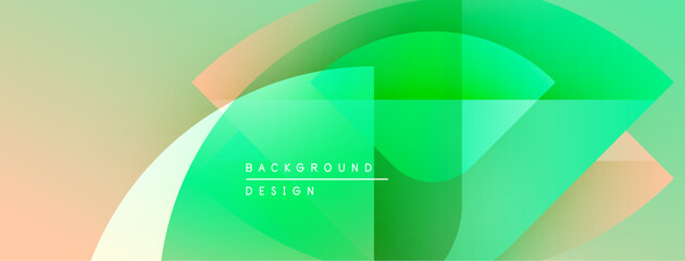 Fototapete - Abstract gradients blend, forming dynamic shapes. Soft peach, vibrant green create modern background design. Minimalist aesthetic.