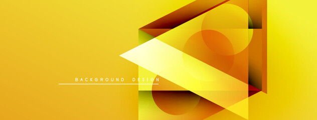 Leinwandbilder - Abstract geometric shapes overlap, creating dynamic golden gradient design. Modern background with text elements present.