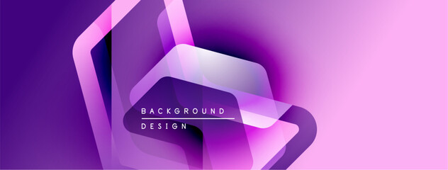 Poster - Abstract purple background. Geometric shapes overlap creating dynamic visual effect. Modern design elements present.