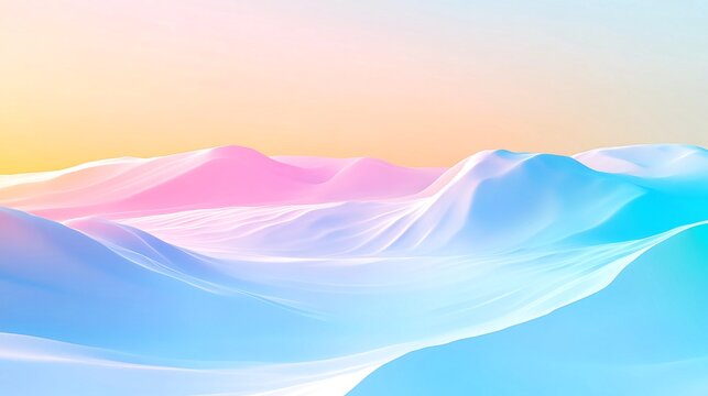 Photo of pastel mountains create a dreamy, serene landscape at sunrise