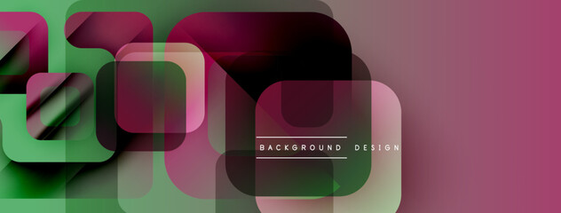 Poster - Abstract geometric shapes overlap. Green, pink, gray hues create modern design. Minimalist style, clean lines, simple composition.