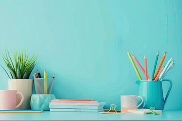 Poster - Ultra Hd Image of Organized Desk with Stationery