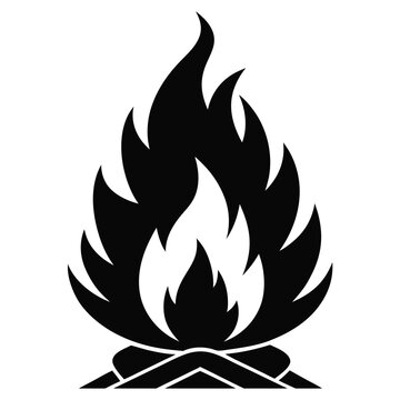 Burning bonfire cartoon vector icon illustration on white background