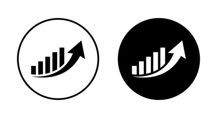 Poster - Bar graph with upward curved arrow. Growth, success, and progress symbol in black circle