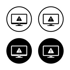 Poster - Computer monitor warning icon. System error or alert symbol in black circle