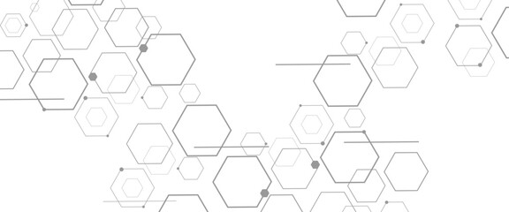 Fototapete - Vector geometric hexagons shape digital technology concept background 