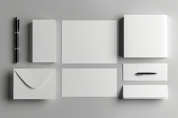 Fototapete - High Detail Visual of Minimal Corporate Stationery Mockup