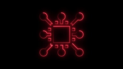 Aufkleber - Red Neon Circuit Board Animation Futuristic Tech Design Abstract Digital Illustration Glowing