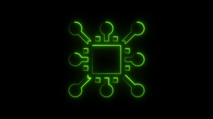 Aufkleber - Neon Green Circuit Board Animation Futuristic Technology Concept Digital Processing Data Transfer