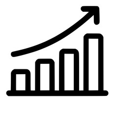 Poster - Simple Outline Rising Bar Chart Diagram Progress Icon Symbol Graphic