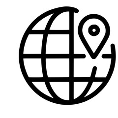 Poster - Simple Outline World Globe Location Pin Symbol Shape Icon Design Element