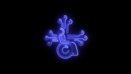 Aufkleber - Futuristic Neon Wheelchair Technology Concept Digital Accessibility Innovation Illustration