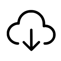 Aufkleber - Simple Outline Download Cloud with Arrow Symbol Sign Icon