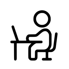 Poster - Outline Simple Person Working on Laptop at Desk Line Art Icon