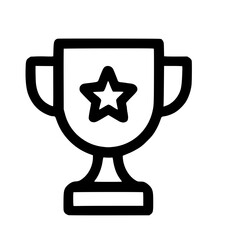 Poster - Simple Outline Trophy Award with Star Decoration Shape Icon
