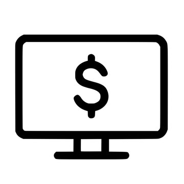 Simple Line Style Monitor Dollar Sign Payment Online Transaction Icon