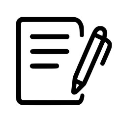 Poster - Minimalist Outline Document and Pen Icon For Signature or Notes Application