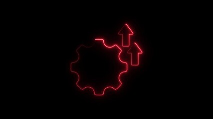 Poster - Animated Neon Gear and Arrows Rising Concept Illustrating Growth Progress Improvement Development