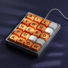 Poster - all you need to know symbol. computer keyboard keys with words all you need to know, copy space.busi