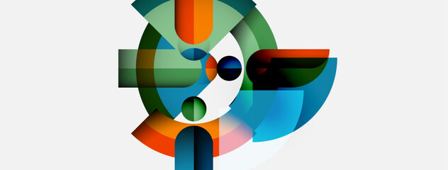 Poster - Abstract geometric composition. Overlapping shapes, vibrant colors create dynamic visual experience. Modern design, clean aesthetic.