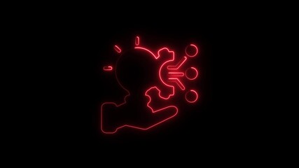 Aufkleber - Glowing Red Neon Idea Innovation Concept Hand Holding Lightbulb Gear Technology Connection on