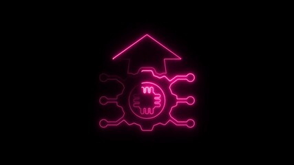 Poster - Neon Circuitry Upgrade Animation Futuristic Technology Concept Rising Arrow Symbolizing Growth