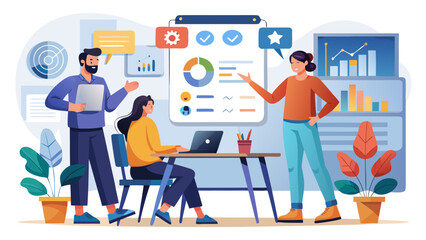 Poster - Team collaboration and project management illustration