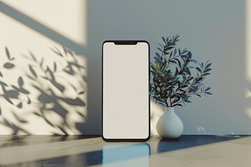 Poster - Ultra Hd Visual of Smartphone with Blank Frame on Table