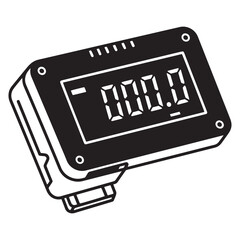 Poster - Digital meter displaying zero in modern vector graphic design illustration isolated on white