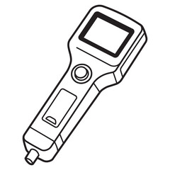 Poster - Digital temperature gun thermometer tool simple black and white illustration design