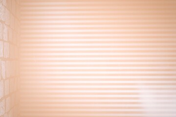 Poster - Horizontal beige off-white striped wall is showing simple flat design beside pale stone tiles
