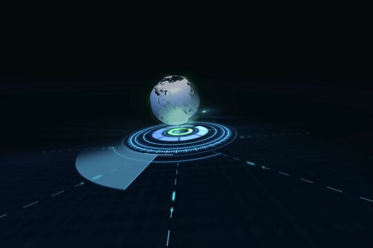 Digitally generated image of earth with illuminated trail