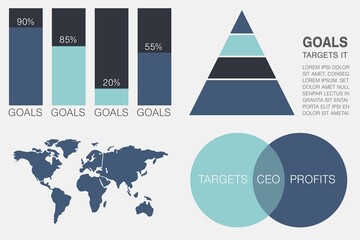 Fototapete - Digital composite image of business presentation with charts and map