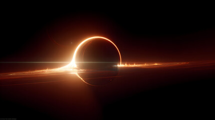 Wall Mural - A black hole surrounded by a bright ring of light in the darkness of space and a dark horizon