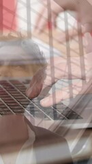 Poster - Animation of soldier using computer over businessmen