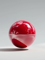 Aufkleber - Floating Shiny Red Sphere with Glossy Texture and Light Reflection Modern Abstract Visual with Shadow and Dynamic Elegance Against Neutral Background