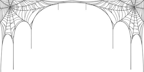 Wall Mural - Halloween Cobweb frame border, spider web Vector Isolated on Transparent Background. Vector eps